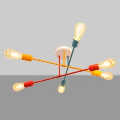 HELAM Taklampe Cambridge, 6 lyskilder oransje-rød-turkis| Taklamper