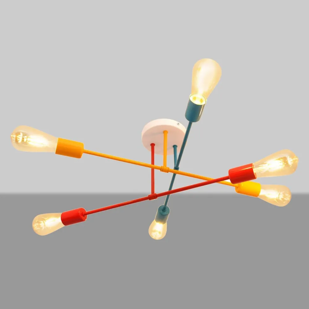 HELAM Taklampe Cambridge, 6 lyskilder oransje-rød-turkis| Taklamper