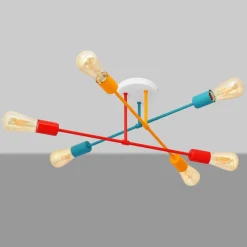 HELAM Taklampe Cambridge, 6 lyskilder oransje-rød-turkis| Taklamper