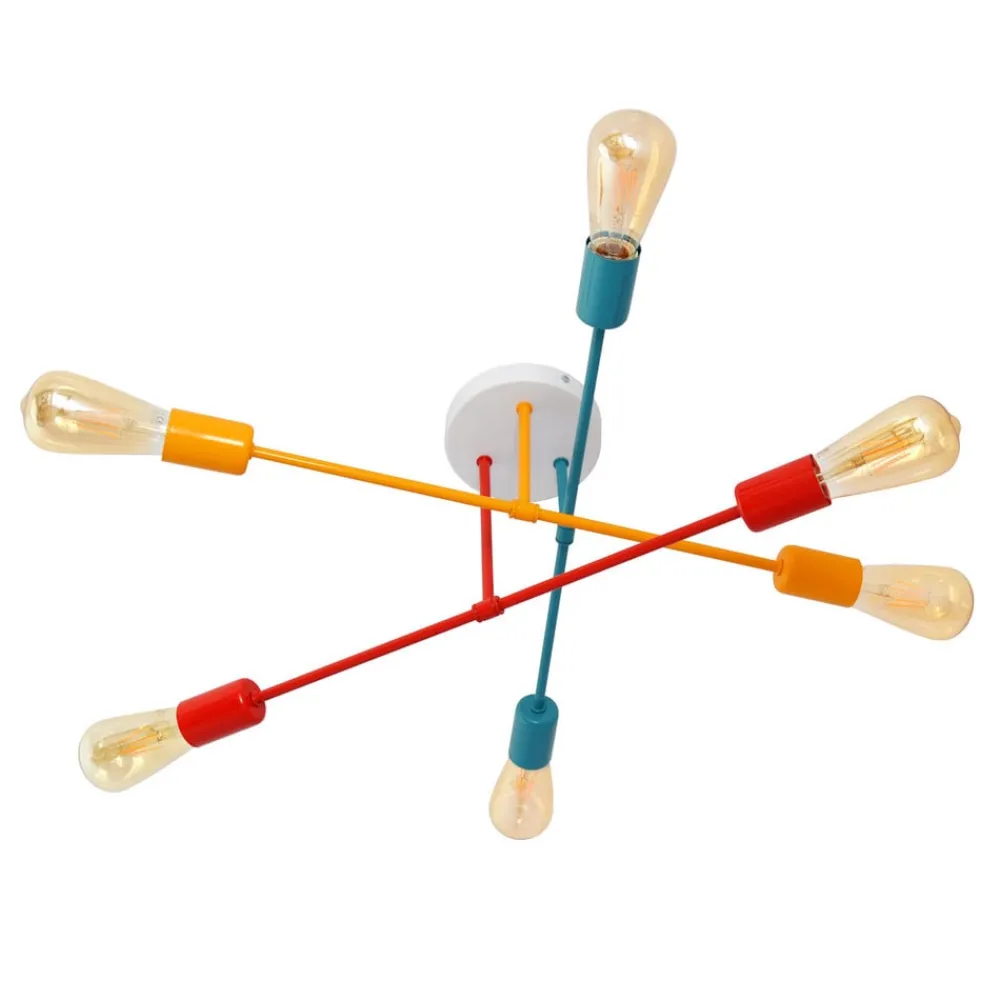 HELAM Taklampe Cambridge, 6 lyskilder oransje-rød-turkis| Taklamper