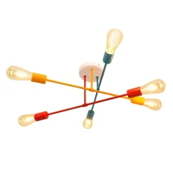 HELAM Taklampe Cambridge, 6 lyskilder oransje-rød-turkis| Taklamper