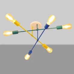 HELAM Taklampe Cambridge, 6 lyskilder gul-turkis-blå| Taklamper