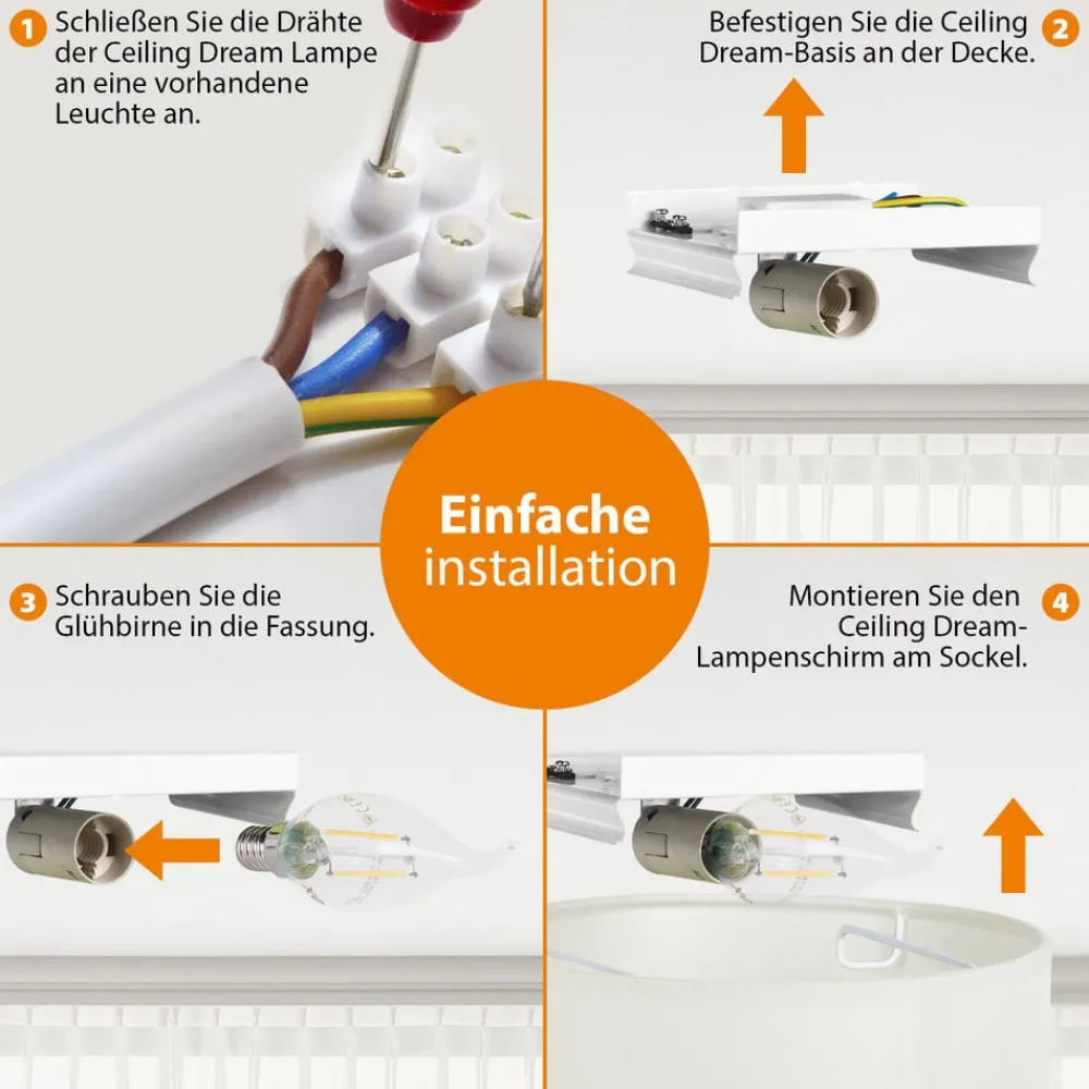 Smartwares Taklampe Ceiling Dream, Ø 40 cm, tekstil, hvit Discount