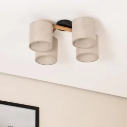 TK Lighting Taklampe Deva, 4 lyskilder, tekstil| Taklamper