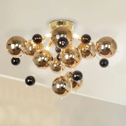 Näve Taklampe Explosion med gullkuler| Design- Og Hotellbelysning