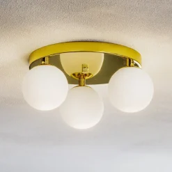 Argon Taklampe Fatis Opalglas/messing 3 lyskilder rund Clearance