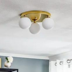 Argon Taklampe Fatis Opalglas/messing 3 lyskilder rund Clearance