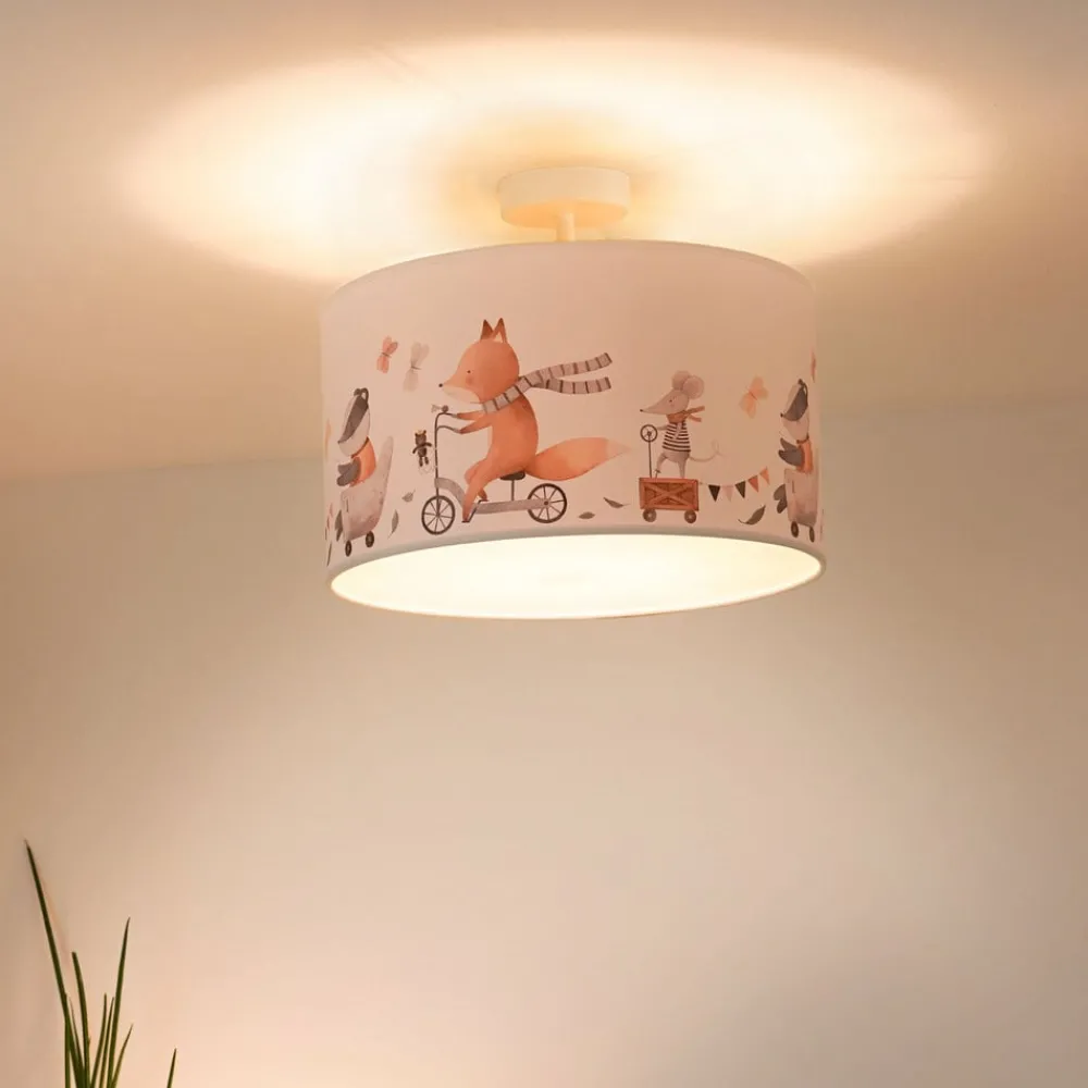 Duolla Taklampe Ferdi Kids, tekstil, hvit, fargerik Sale