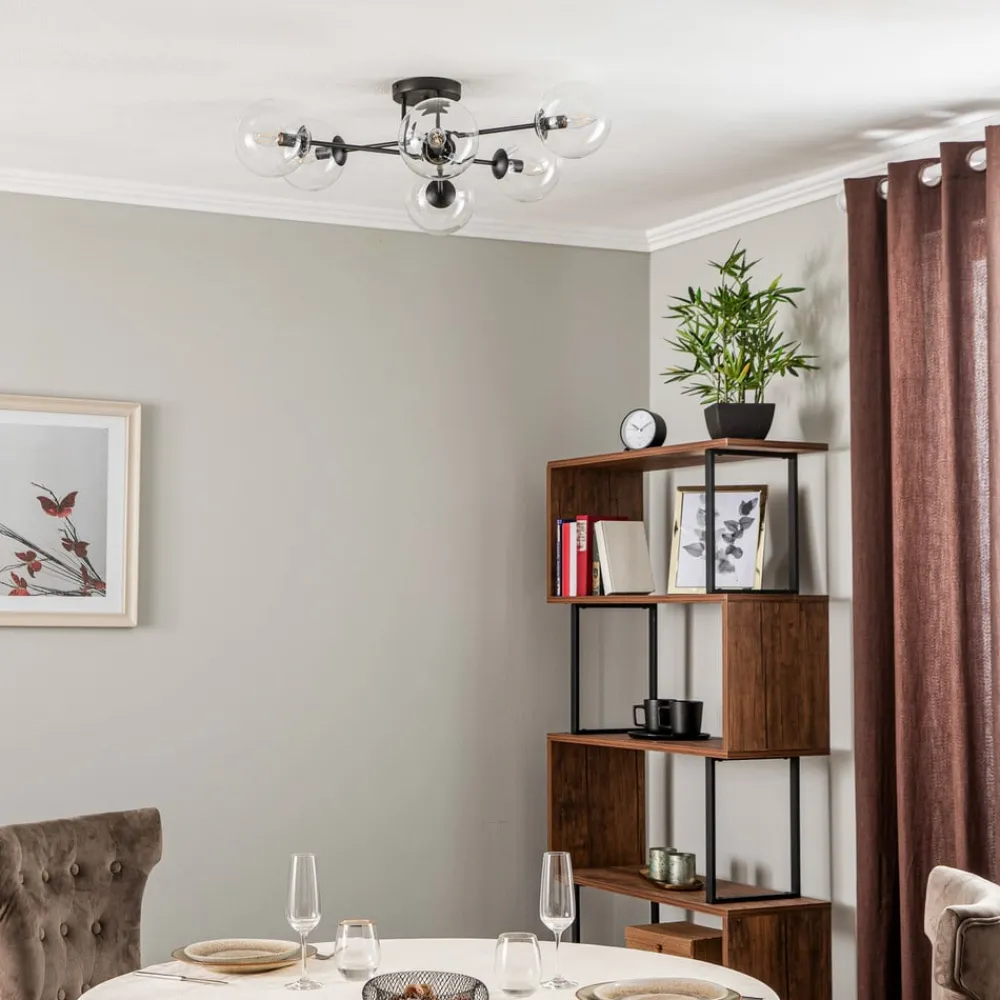 EMIBIG LIGHTING Taklampe Glassy, svart, klar, glass, 6 lyskilder, E14| Taklamper