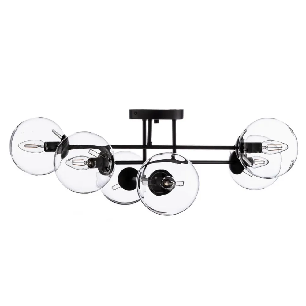 EMIBIG LIGHTING Taklampe Glassy, svart, klar, glass, 6 lyskilder, E14| Taklamper