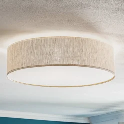 Eko-Light Taklampe Leano grå rund i lin Discount