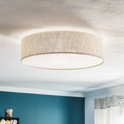 Eko-Light Taklampe Leano grå rund i lin Discount