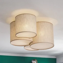 TK Lighting Taklampe Mona Nature, 4 lyskilder, naturfarget lin| Design- Og Hotellbelysning|Taklamper