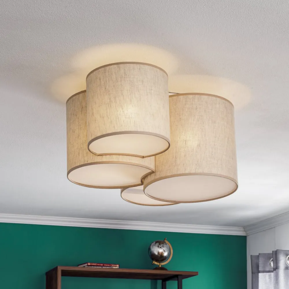 TK Lighting Taklampe Mona Nature, 4 lyskilder, naturfarget lin| Design- Og Hotellbelysning|Taklamper