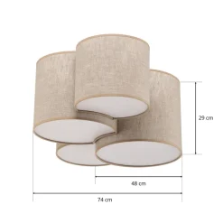 TK Lighting Taklampe Mona Nature, 4 lyskilder, naturfarget lin| Design- Og Hotellbelysning|Taklamper