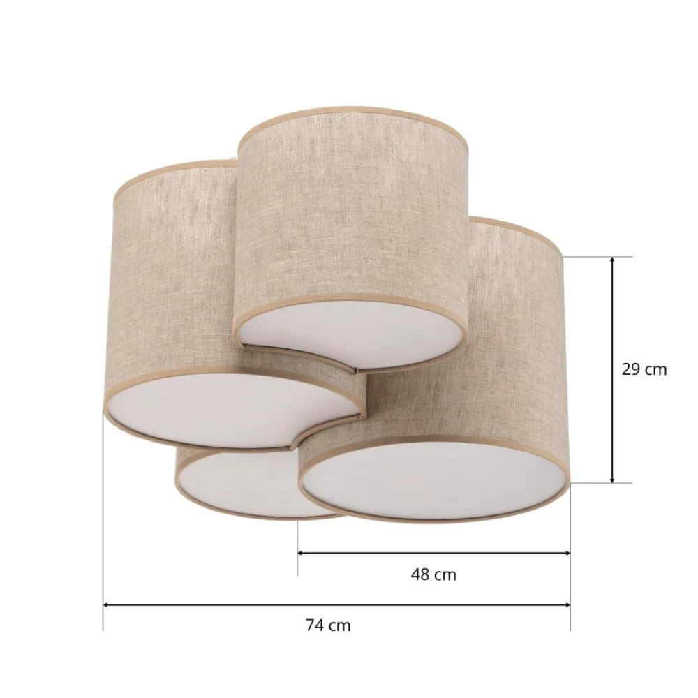 TK Lighting Taklampe Mona Nature, 4 lyskilder, naturfarget lin| Design- Og Hotellbelysning|Taklamper