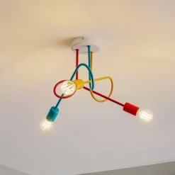 HELAM Taklampe Oxford med 3 lyskilder, oransje/rød/turkis Outlet