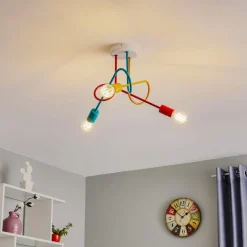 HELAM Taklampe Oxford med 3 lyskilder, oransje/rød/turkis Outlet