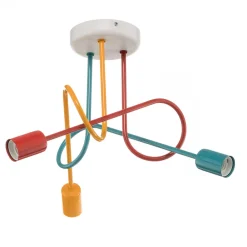 HELAM Taklampe Oxford med 3 lyskilder, oransje/rød/turkis Outlet