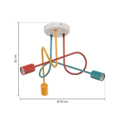 HELAM Taklampe Oxford med 3 lyskilder, oransje/rød/turkis Outlet