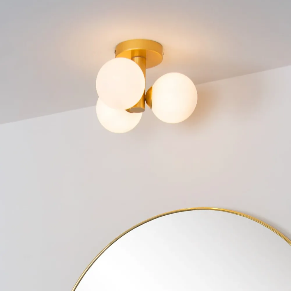 Lucide Taklampe til bad Trudy, 3 lysk. matt gull / opal Clearance