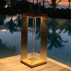 Les Jardins Teckinox LED-solcellelykt, teak/stål, 65,5 cm| Solcellelamper Med Sensor|Solcellelamper