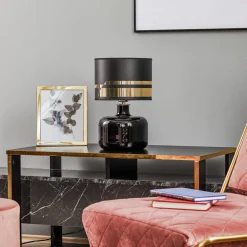 Argon Tekstil bordlampe Bodo, svart-gull| Bordlamper
