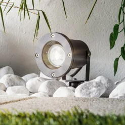 Lindby Tessa utendørs spot med jordspyd, grå| Utespotter