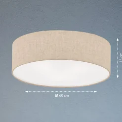 FISCHER & HONSEL Thor taklampe i tekstil, sand, Ø 60 cm| Design- Og Hotellbelysning|Taklamper