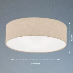 FISCHER & HONSEL Thor taklampe i tekstil, sand, Ø 40 cm| Design- Og Hotellbelysning|Taklamper