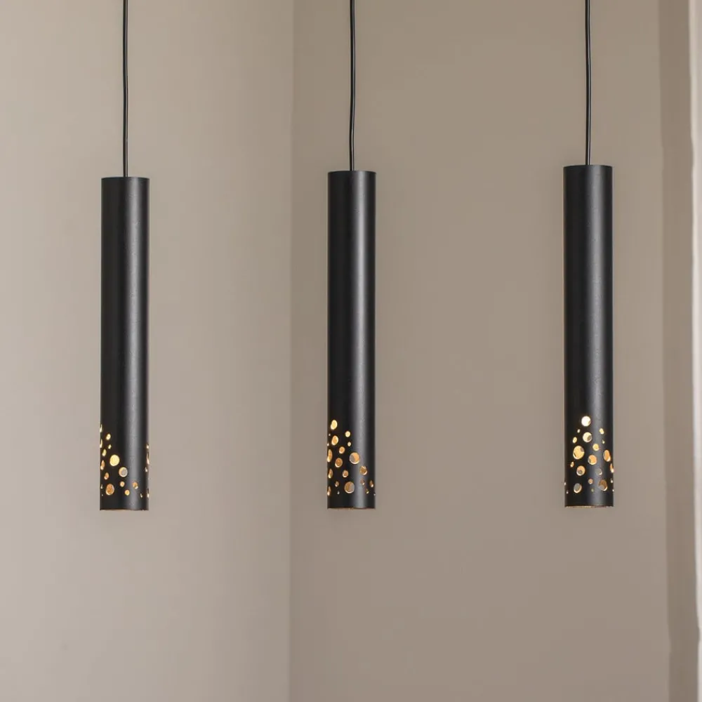 Luminex Tibia hengelampe, 3 lyskilder, lang, svart, stål, GU10| Pendellamper