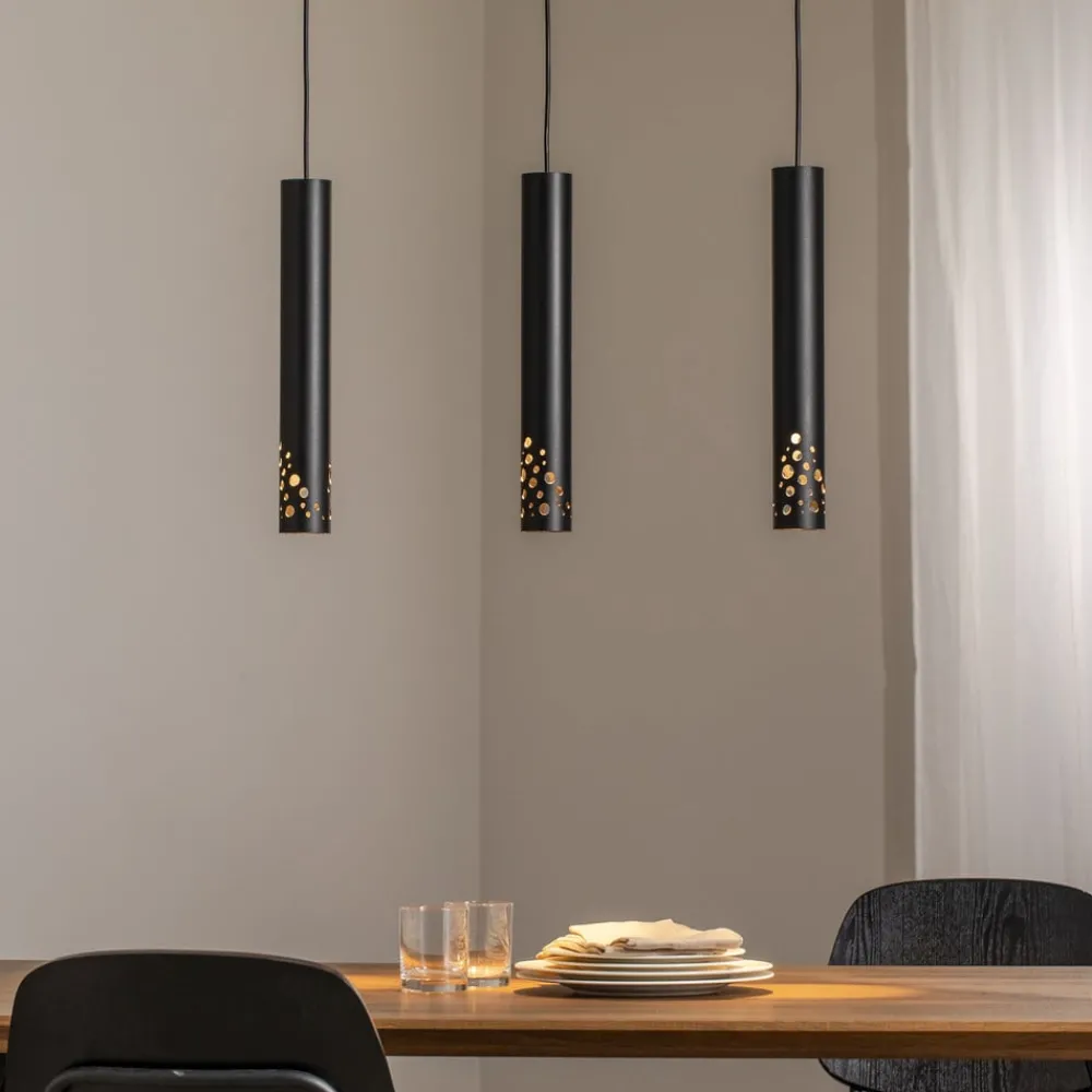 Luminex Tibia hengelampe, 3 lyskilder, lang, svart, stål, GU10| Pendellamper