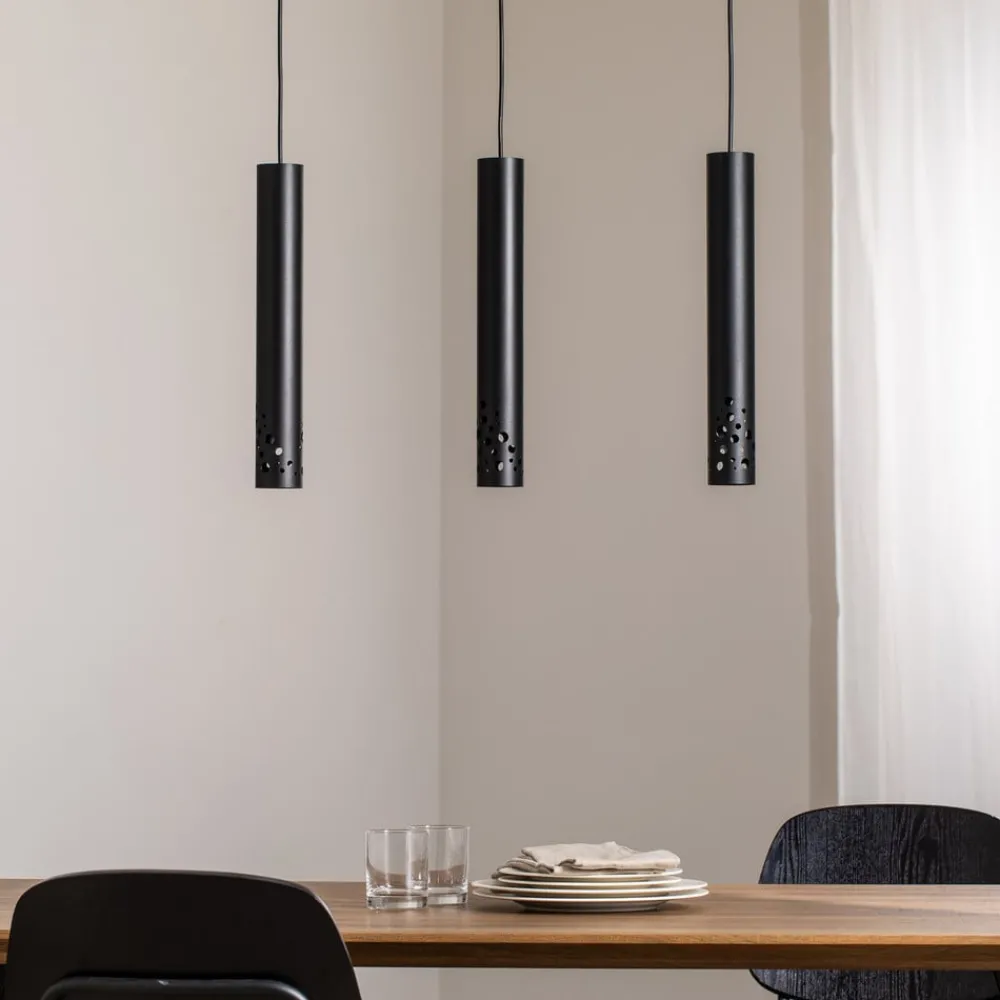 Luminex Tibia hengelampe, 3 lyskilder, lang, svart, stål, GU10| Pendellamper