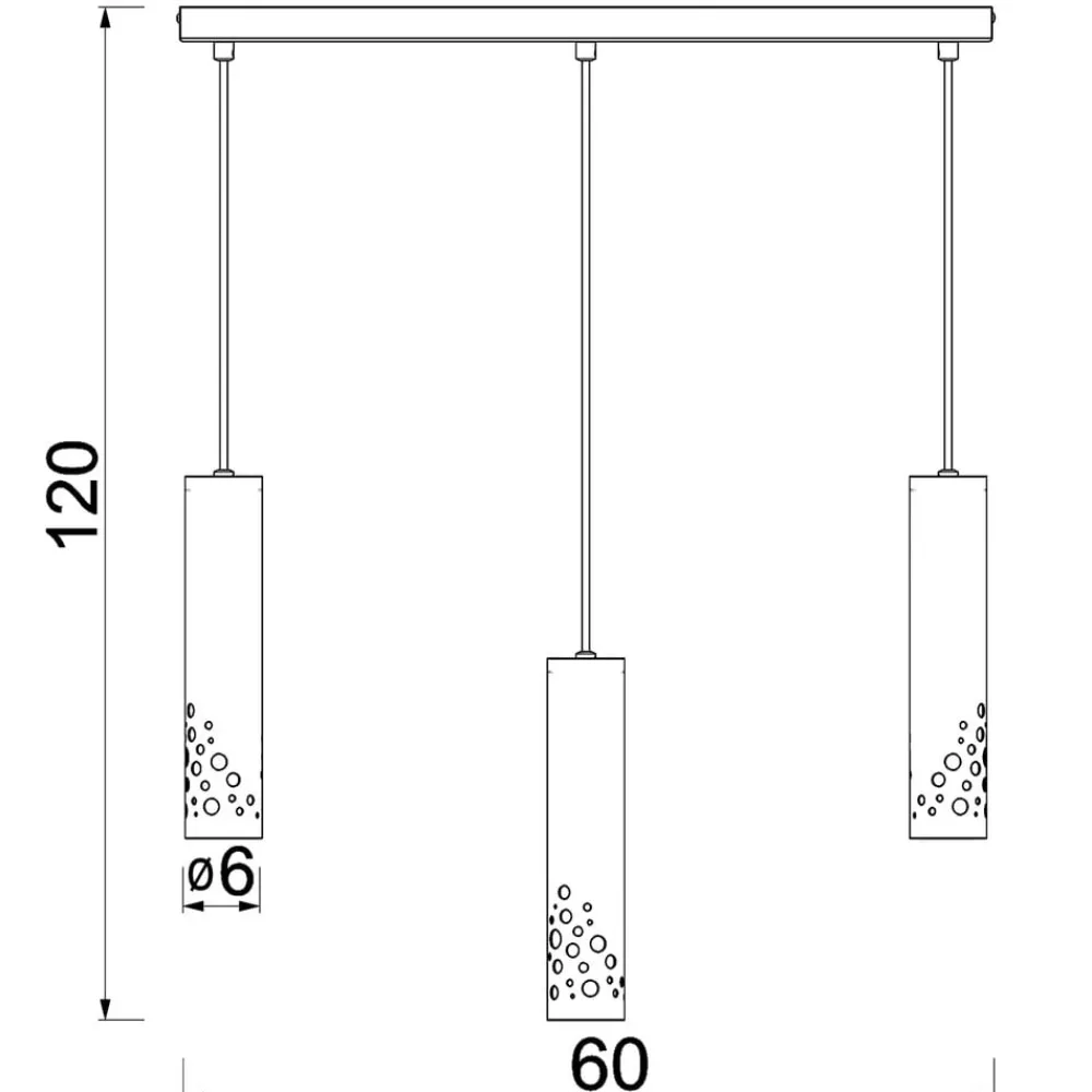 Luminex Tibia hengelampe, 3 lyskilder, lang, svart, stål, GU10| Pendellamper