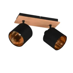 Reality Leuchten Tommy downlight, tre/svart/gull, lengde 30 cm, 2 lyskilder.| Spotter I Tak