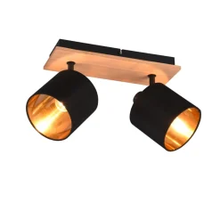 Reality Leuchten Tommy downlight, tre/svart/gull, lengde 30 cm, 2 lyskilder.| Spotter I Tak