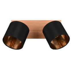Reality Leuchten Tommy downlight, tre/svart/gull, lengde 30 cm, 2 lyskilder.| Spotter I Tak