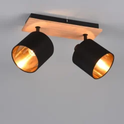 Reality Leuchten Tommy downlight, tre/svart/gull, lengde 30 cm, 2 lyskilder.| Spotter I Tak