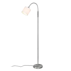 Reality Leuchten Tommy gulvlampe, nikkel/hvit, høyde 130 cm, metall/stoff Hot