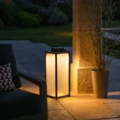 Les Jardins Tradition LED-solcellelykt, antrasitt, høyde 65 cm| Solcellelamper