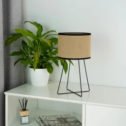 Duolla Trixi bordlampe med trådramme brun/svart, stoff