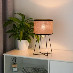 Duolla Trixi bordlampe med trådramme brun/svart, stoff