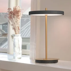 UMAGE LED oppladbar bordlampe Asteria Move antrasitt/messing 31 cm| Bordlamper