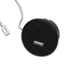 Hera USB-A stikkontakt + USB-C, svart møbelinstallasjon 24V inngang 20W| Tilbehør|Elektromateriell
