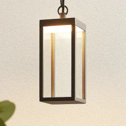 Lucande Utendørs LED-pendellampe Cube, glasskjerm, 26 cm Clearance