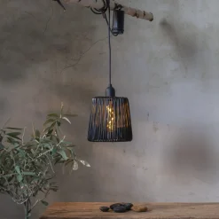 STAR TRADING Utendørs LED-pendellampe Snor svart plast Ø 15 cm batteri Hot