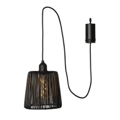 STAR TRADING Utendørs LED-pendellampe Snor svart plast Ø 15 cm batteri Hot