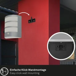 Briloner Utendørs LED-vegglampe 3795014, kromfarget, sensor, IP44 New