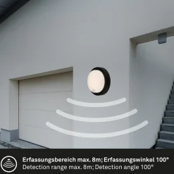 Briloner Utendørs LED-vegglampe 3765015, sensor, svart New