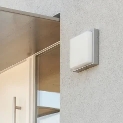 LCD Utendørs LED-vegglampe 046, stål, glass, 25 x 25 cm Online